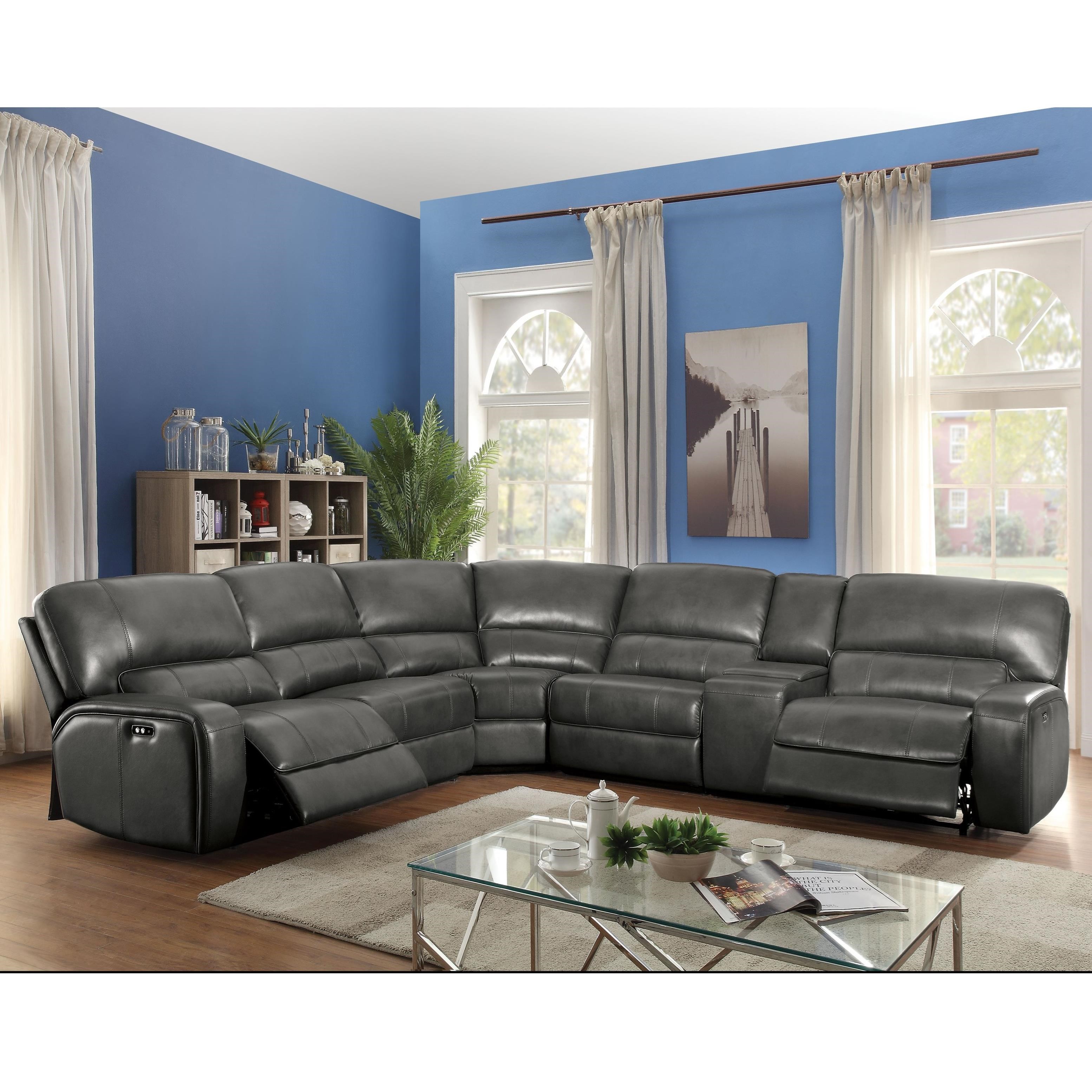 Acme Furniture Saul Reclining Power Sectional with Two Reclining Seats